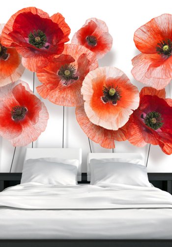 ARTGEIST - Fototapet med 9 rde valmuer p hvid baggrund - Flere strrelser
