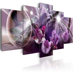 ARTGEIST Purple of tulips - Abstrakt billede med tulipaner trykt p lrred - Flere strrelser