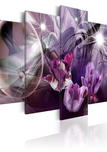 ARTGEIST Purple of tulips - Abstrakt billede med tulipaner trykt p lrred - Flere strrelser