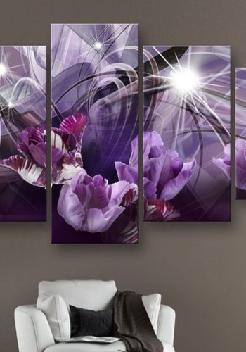 ARTGEIST Purple of tulips - Abstrakt billede med tulipaner trykt p lrred - Flere strrelser
