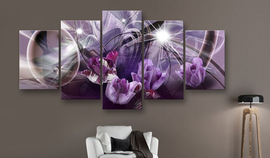 ARTGEIST Purple of tulips - Abstrakt billede med tulipaner trykt p lrred - Flere strrelser
