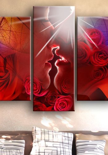 ARTGEIST Kiss from rose - Abstrakt billede med mange elementer trykt p lrred - Flere strrelser