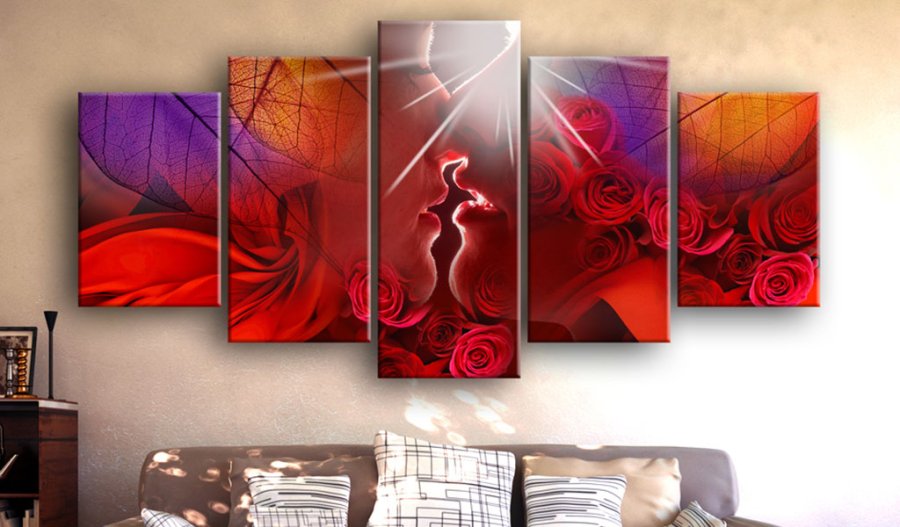 ARTGEIST Kiss from rose - Abstrakt billede med mange elementer trykt p lrred - Flere strrelser