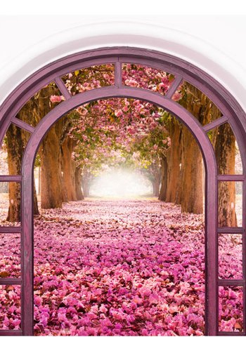 ARTGEIST fototapet - Door To The Magic Land, vindue med smukke blomster (flere strrelser)