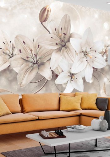 ARTGEIST fototapet - Diamond Lilies, smukke liljjer i hvide nuancer (flere strrelser)