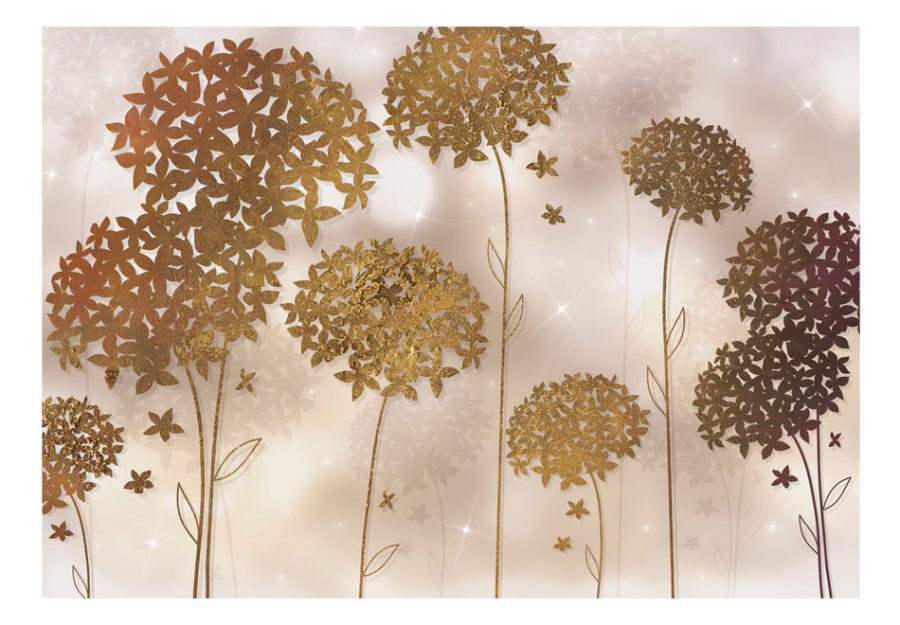 ARTGEIST fototapet - Golden Garden, moderne blomster i metal look (flere strrelser)