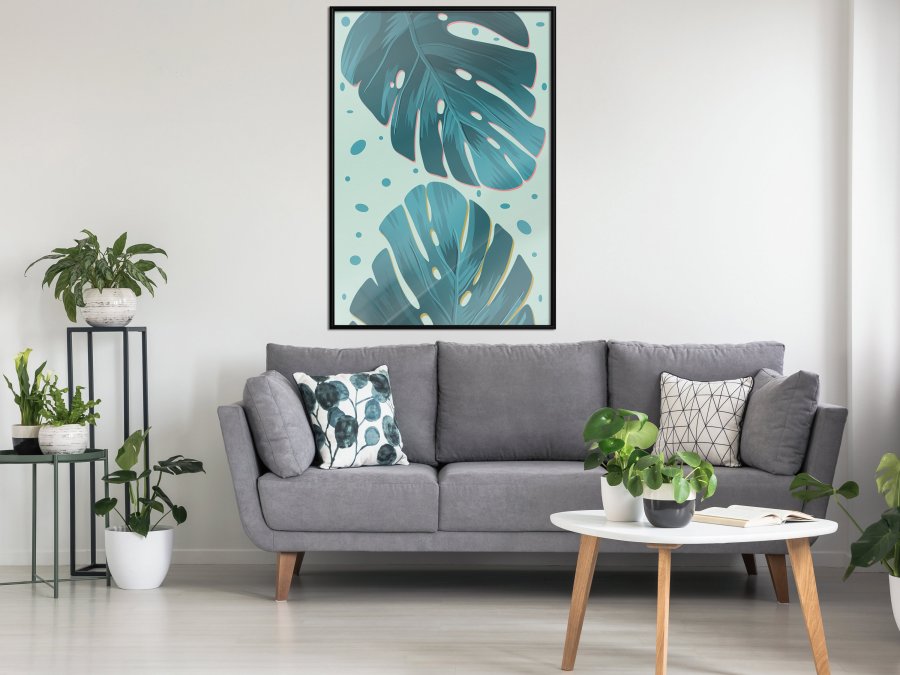 ARTGEIST Plakat med ramme - Pastel Monstera Leaves