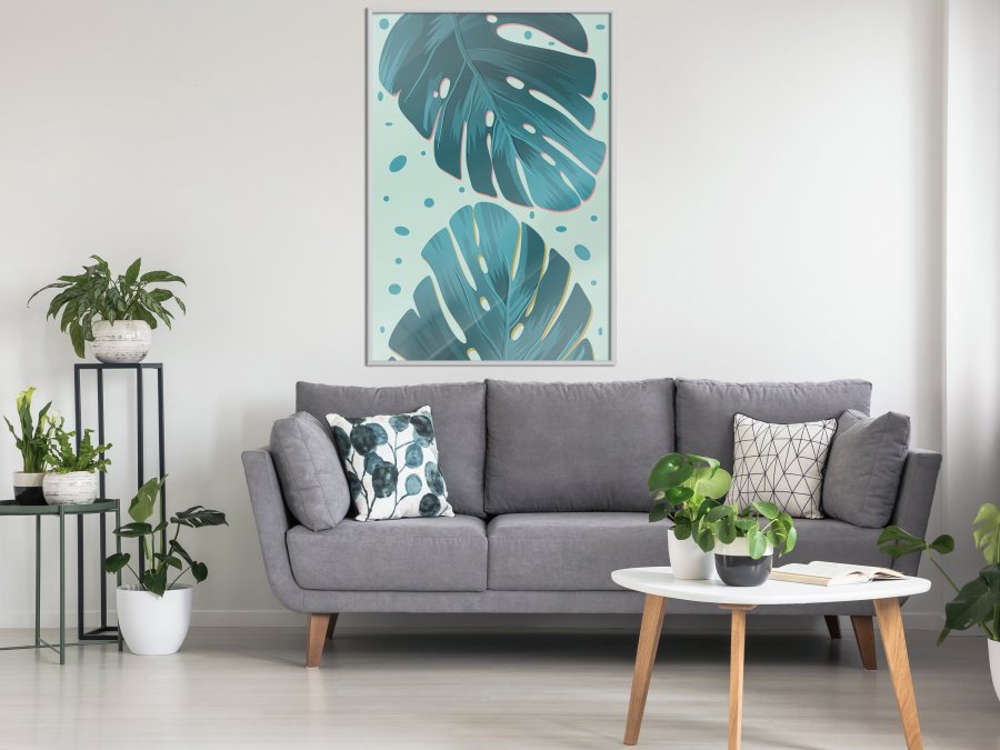 ARTGEIST Plakat med ramme - Pastel Monstera Leaves