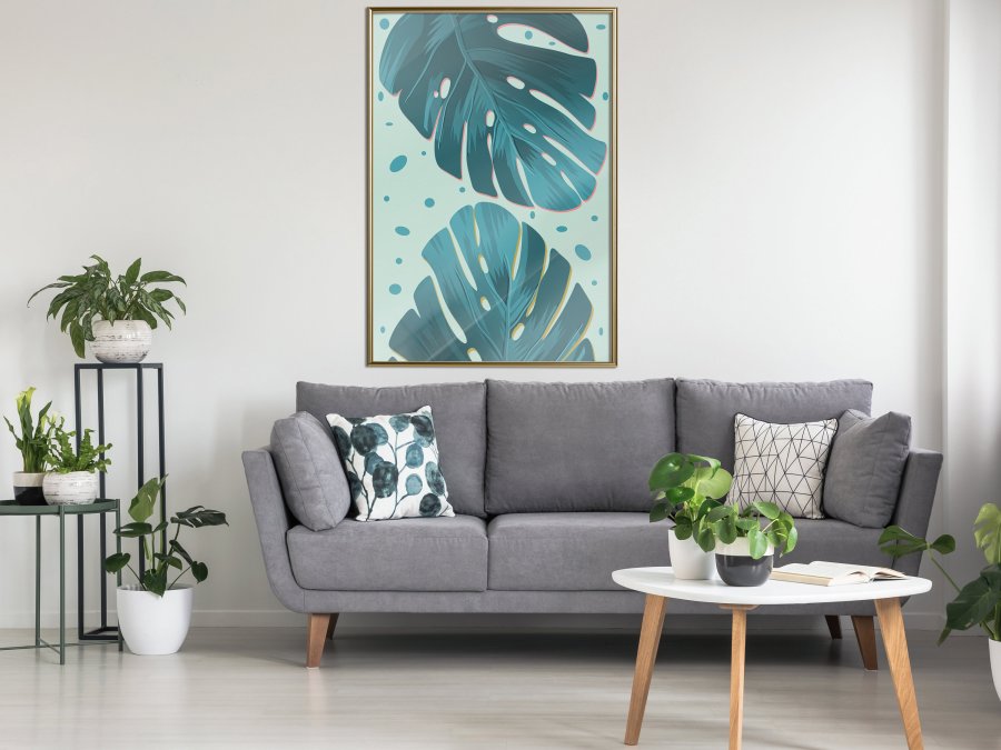 ARTGEIST Plakat med ramme - Pastel Monstera Leaves