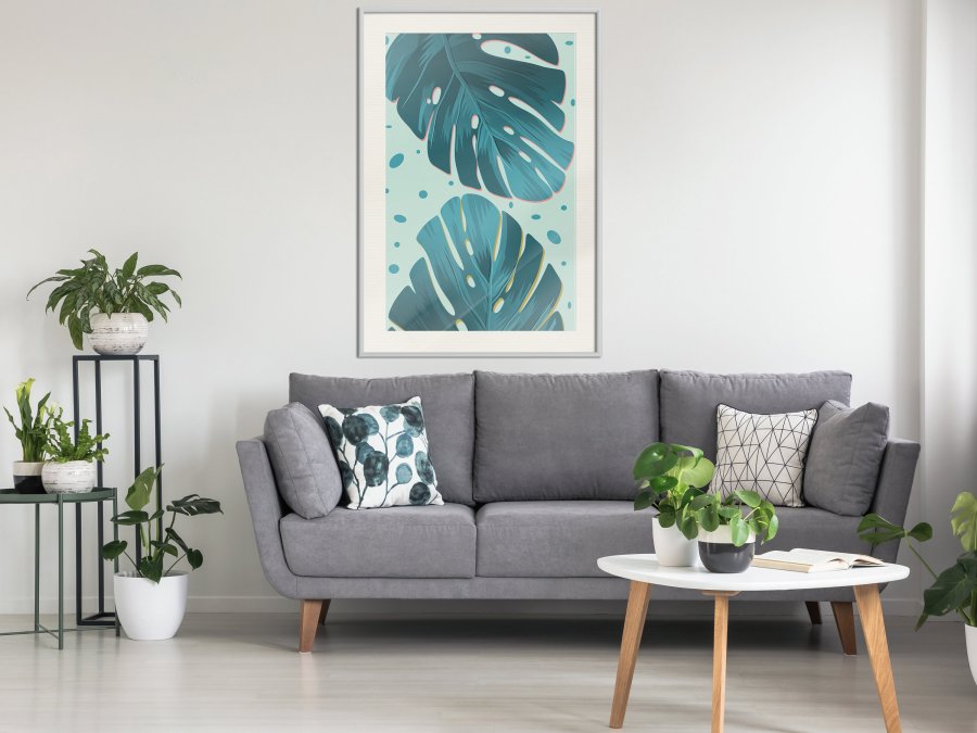 ARTGEIST Plakat med ramme - Pastel Monstera Leaves