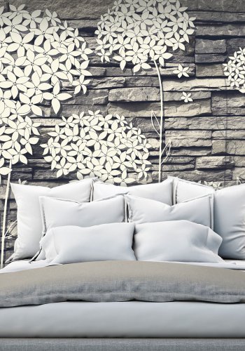 ARTGEIST fototapet - Stones Flowers, blomster p mursten (flere strrelser)