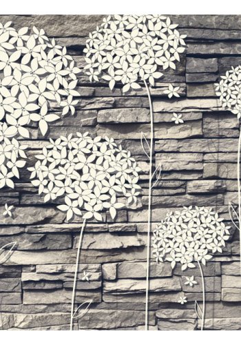 ARTGEIST fototapet - Stones Flowers, blomster p mursten (flere strrelser)