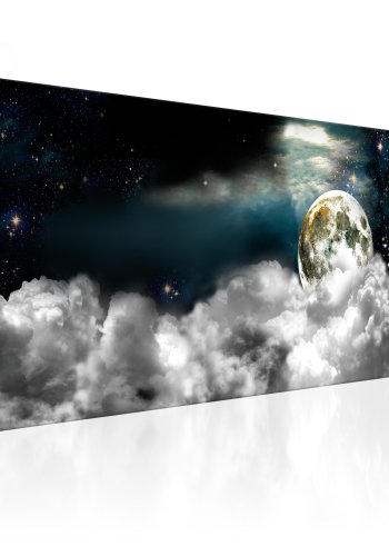 ARTGEIST Moon in the Clouds - Billede af mnen gemt i skyer trykt p lrred - Flere strrelser