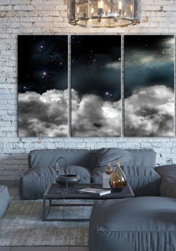 ARTGEIST Moon in the Clouds I - Billede af mnen gemt i skyer trykt p lrred - Flere strrelser