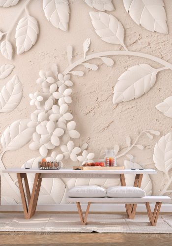 ARTGEIST Fototapet - Paper Flowers (Beige), papirblomster (flere strrelser)