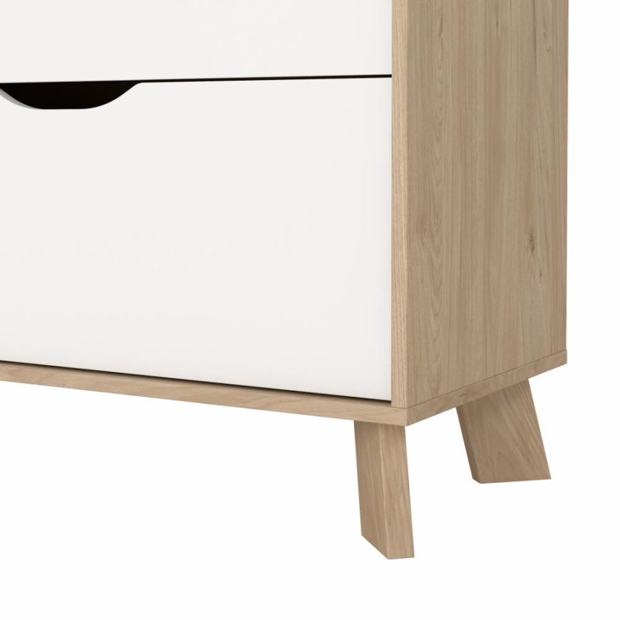 TVILUM Ikast Dobbeltkommode 6 skuffer, Jackson Hickory / Hvid, 155,7 x 39,8 x 92,2 cm