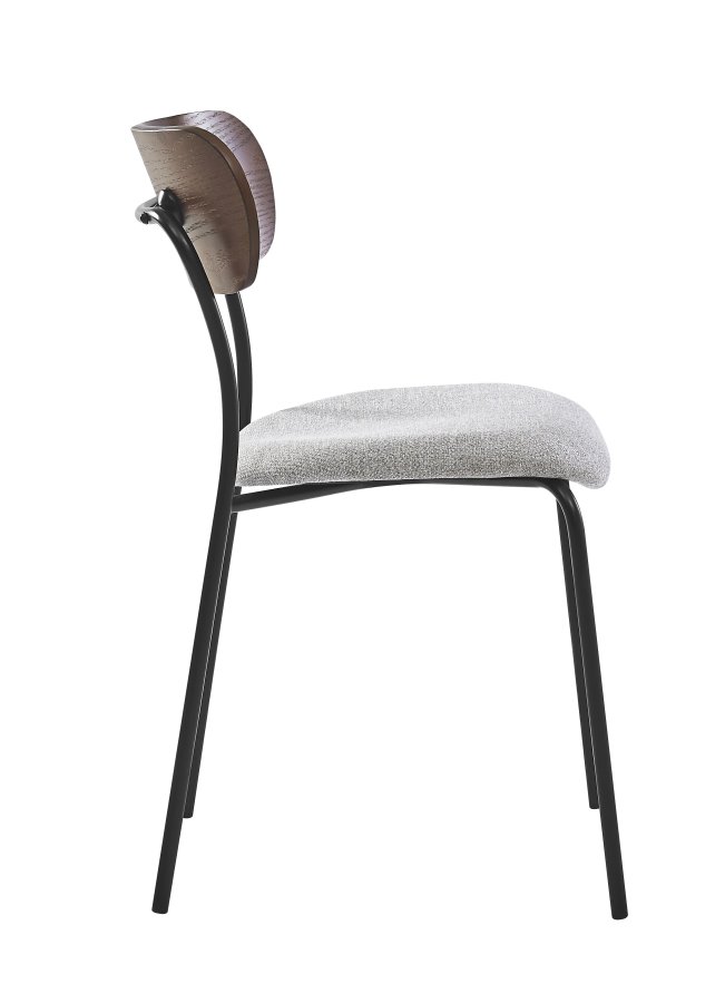 NORDLYS Lincoln spisebordsstol, stabelbar - gr stof, tr og sort metal