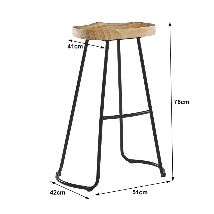 NORDLYS Tabnikko-Gris barstol, m. fodsttte - asketr og sort metal