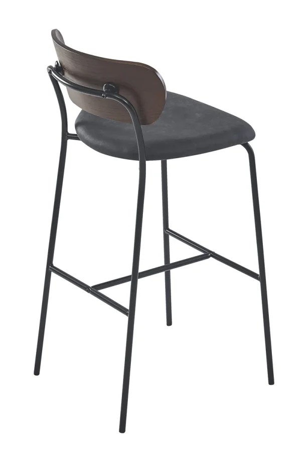 NORDLYS Tablincoln barstol, m. rygln og fodsttte - stof, asketr og sort metal