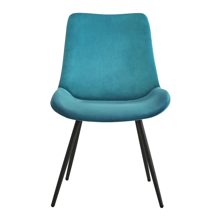 NORDLYS Koge spisebordsstolen - andebl velour og sort metal