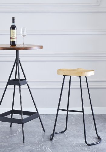 NORDLYS Tabnikko-Gris barstol, m. fodsttte - asketr og sort metal