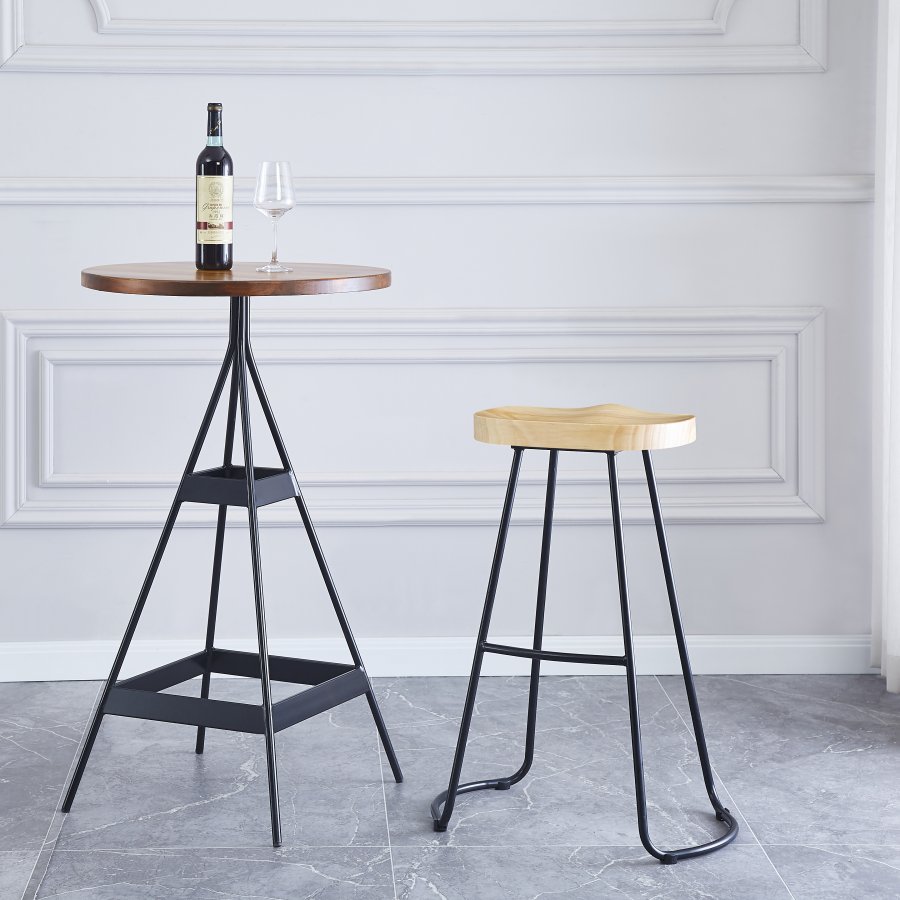 NORDLYS Tabnikko-Gris barstol, m. fodsttte - asketr og sort metal