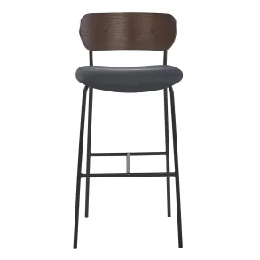 NORDLYS Tablincoln barstol, m. rygln og fodsttte - stof, asketr og sort metal