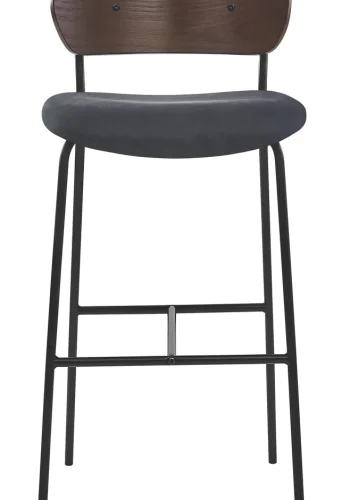 NORDLYS Tablincoln barstol, m. rygln og fodsttte - stof, asketr og sort metal