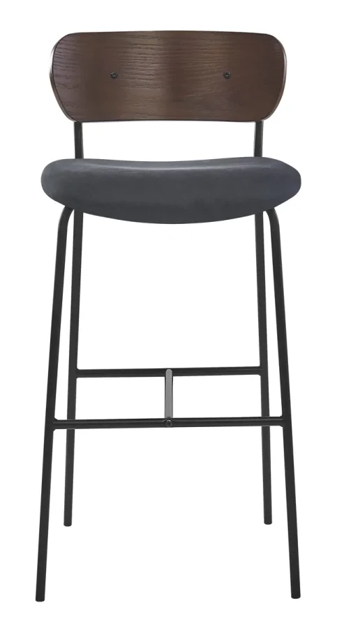 NORDLYS Tablincoln barstol, m. rygln og fodsttte - stof, asketr og sort metal