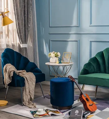 NORDLYS Bolge lnestol - bl fljl og metal