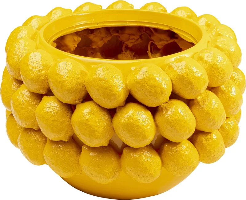 KARE DESIGN Deco Lemon Juice urtepotteskjuler, rund - gul polysandsten (34)