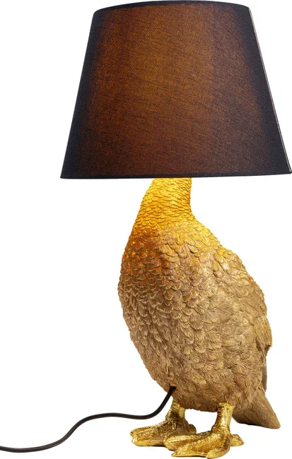 KARE DESIGN Animal Duck bordlampe - sort bomuld og guld polyresin