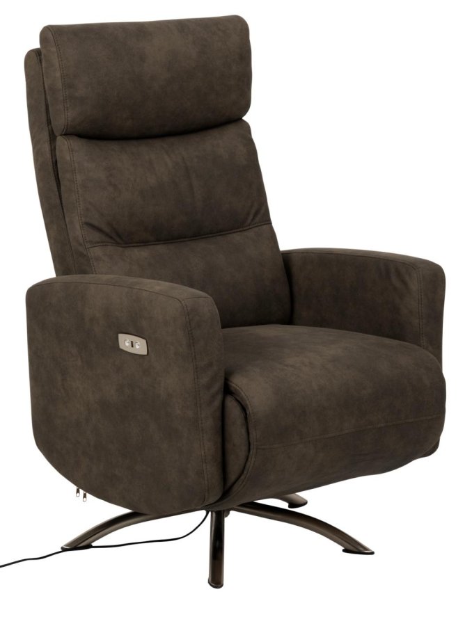 ACT NORDIC Kamares recliner, m. el, C stik, USB-A, drejefunktion - antracitgr stof og sort stl