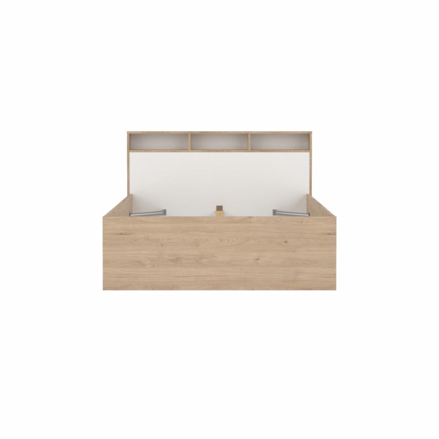 TVILUM Ikast Seng med 2 skuffer 140x190, Jackson Hickory/Hvid, 149,8 x 206 x 96,8 cm
