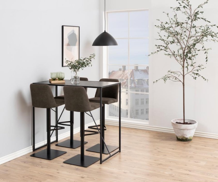 ACT NORDIC Avanja barstol, m. rygln, fodsttte og gaspatron - antracitgr stof og sort stl