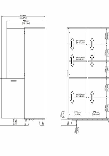 TVILUM Ikast porcelnsskab 2 lger, Jackson Hickory/Hvid, 88,7 x 39,8 x 188,2 cm