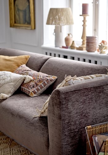 BLOOMINGVILLE Rama bordlampe - jute og hvid stentj