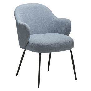 DANFORM Bae lnestol, m. armln - bl tge boucléstof og antik tin stl