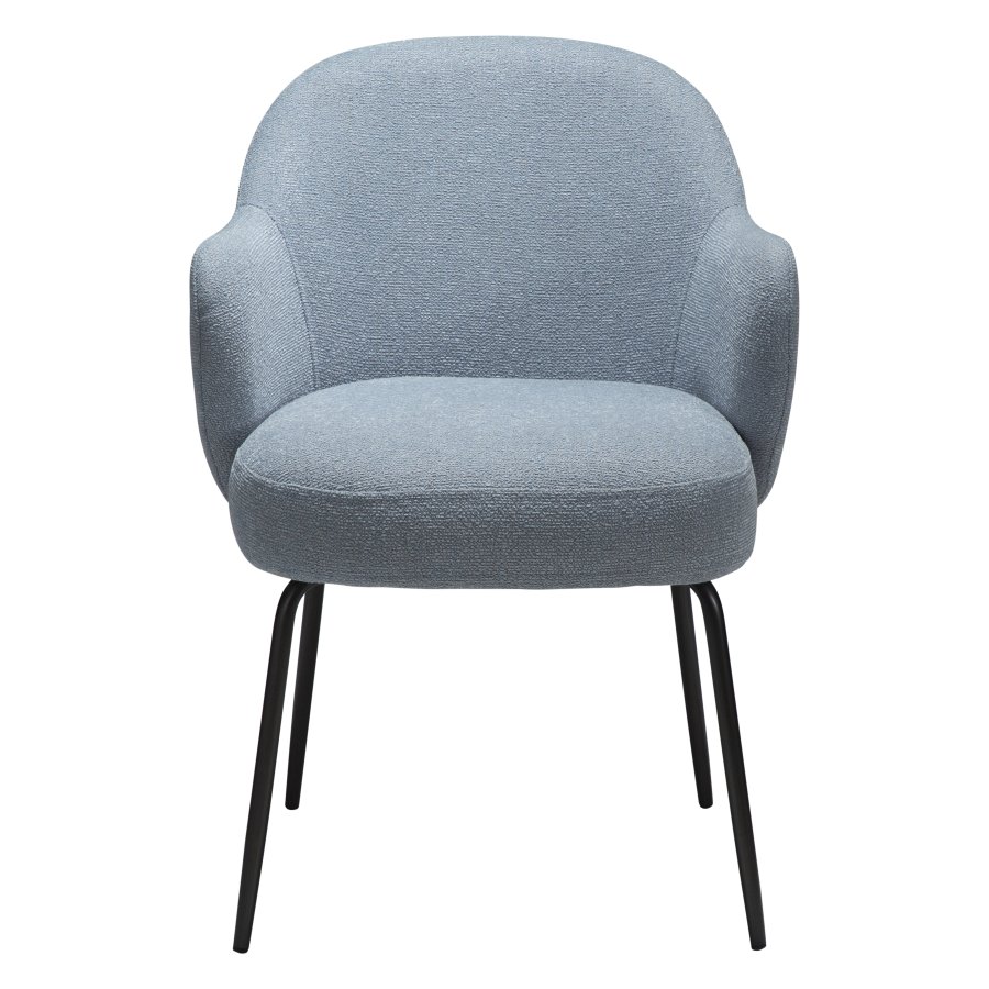 DANFORM Bae lnestol, m. armln - bl tge boucléstof og antik tin stl