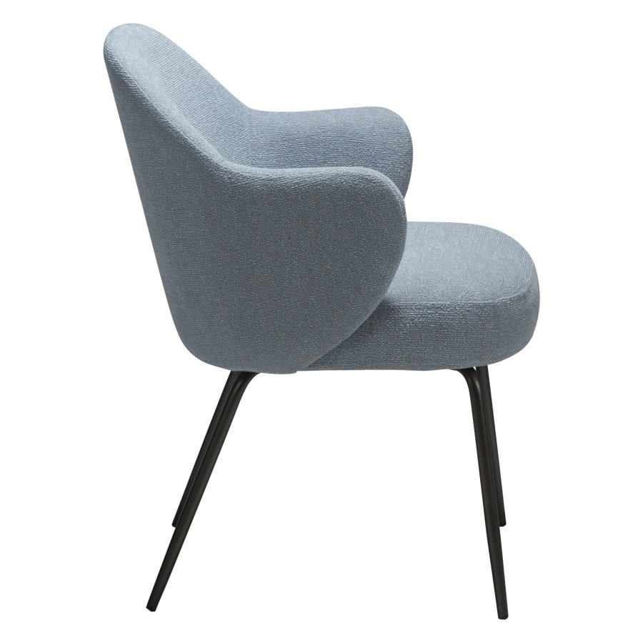 DANFORM Bae lnestol, m. armln - bl tge boucléstof og antik tin stl