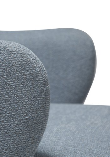 DANFORM Bae lnestol, m. armln - bl tge boucléstof og antik tin stl