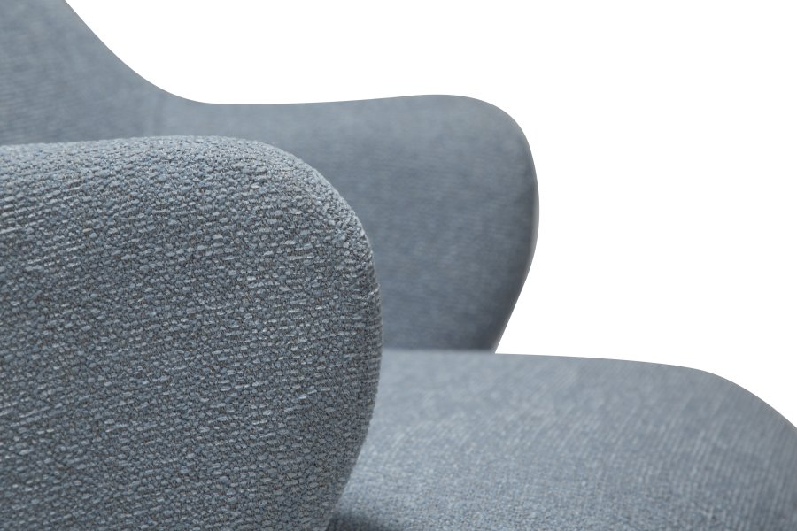 DANFORM Bae lnestol, m. armln - bl tge boucléstof og antik tin stl