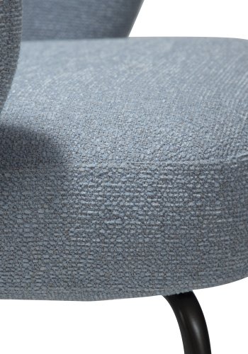 DANFORM Bae lnestol, m. armln - bl tge boucléstof og antik tin stl