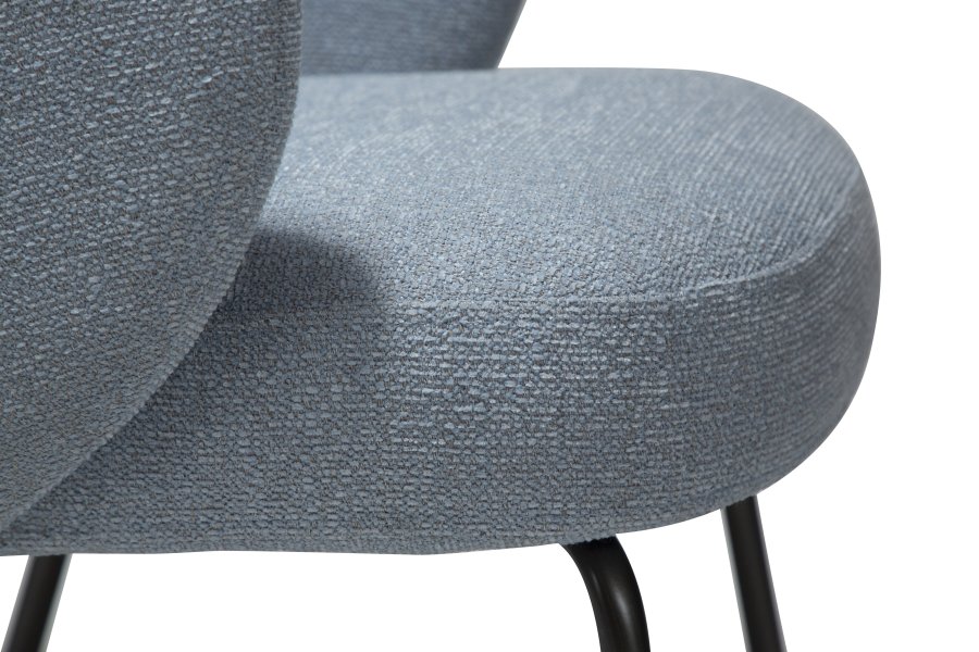 DANFORM Bae lnestol, m. armln - bl tge boucléstof og antik tin stl