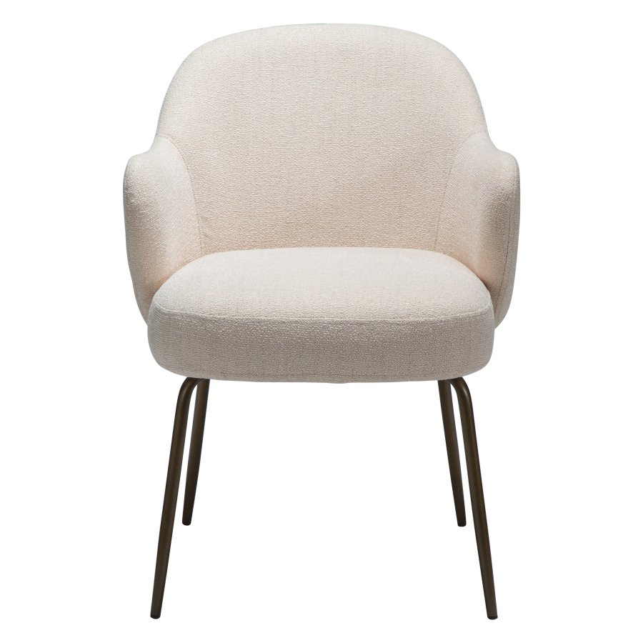 DANFORM Bae lnestol, m. armln - Kreolsk lyserd boucléstof og antik messing stl