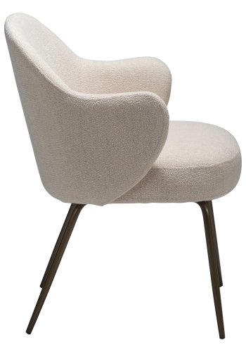 DANFORM Bae lnestol, m. armln - Kreolsk lyserd boucléstof og antik messing stl