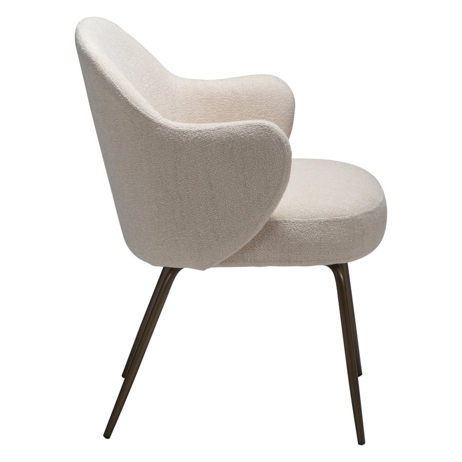 DANFORM Bae lnestol, m. armln - Kreolsk lyserd boucléstof og antik messing stl