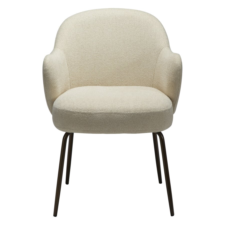 DANFORM Bae lnestol, m. armln - matteret mandel boucléstof m. glimmer og antik messing stl