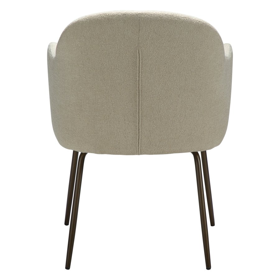 DANFORM Bae lnestol, m. armln - matteret mandel boucléstof m. glimmer og antik messing stl