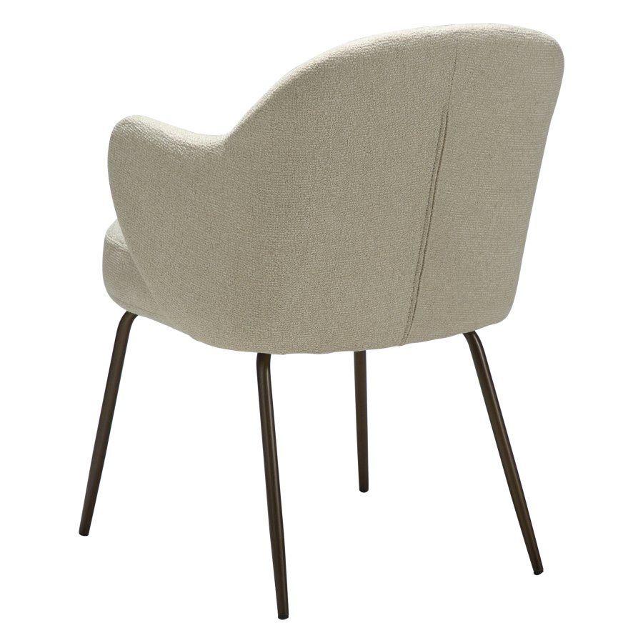 DANFORM Bae lnestol, m. armln - matteret mandel boucléstof m. glimmer og antik messing stl